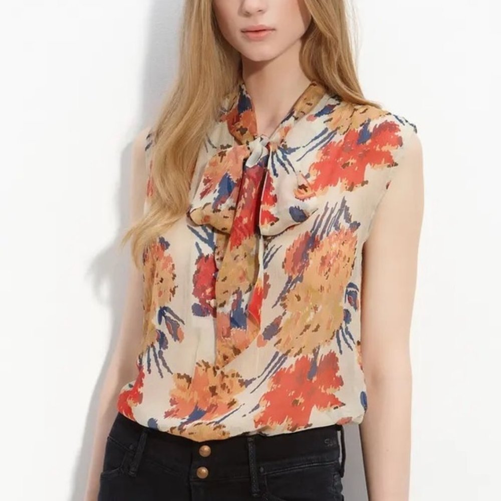 Sz S Winter Kate Neck Tie Chiffon Top